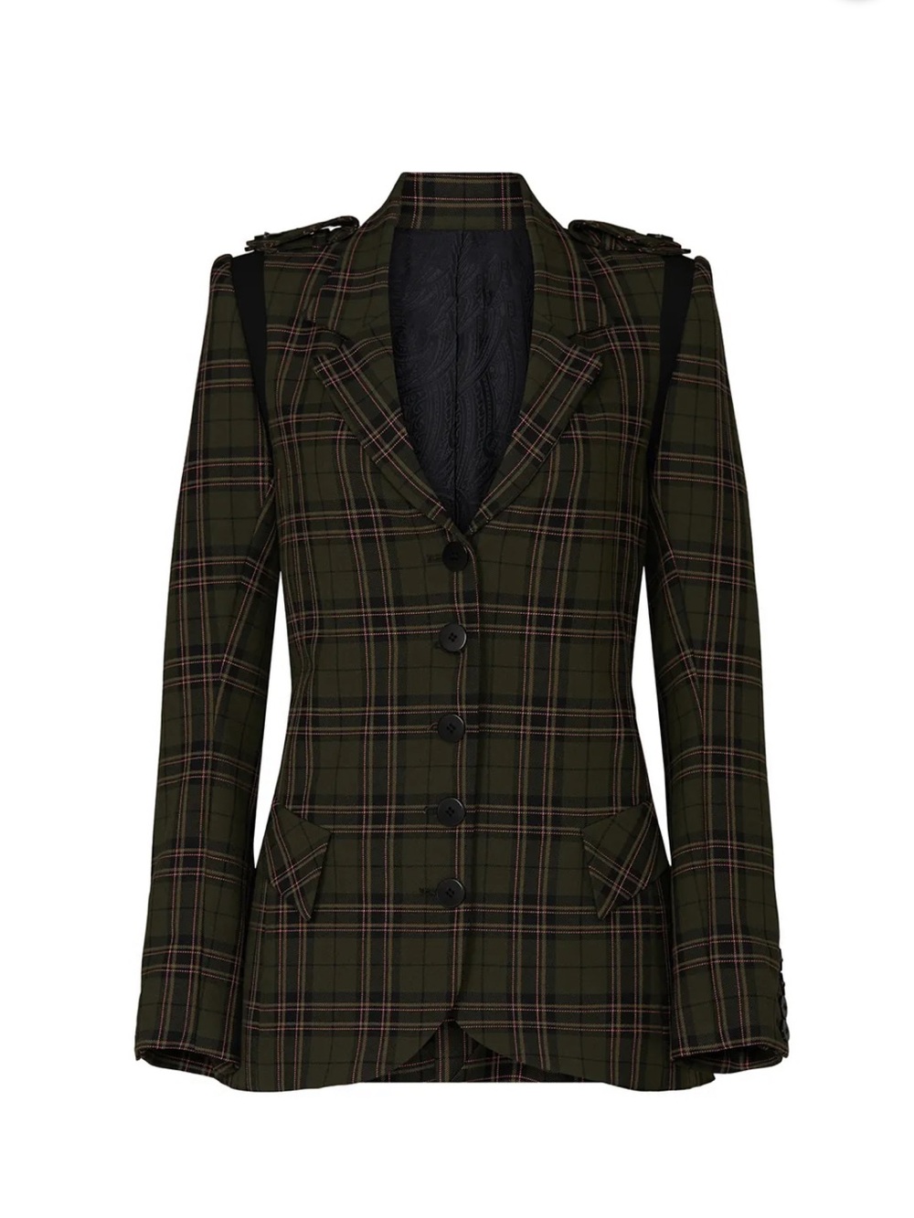 Nicole Miller Plaid Military Blazer